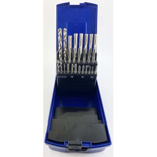 WELDINGER Gewindeschneid-Sortiment HSS-G M3- M12, 28-teilig metrisch mit Spiralbohrern
