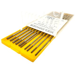 WIG-Wolframelektrode WL-15 gold Box mit je 5x 1,6 und 2,4x175 mm WELDINGER