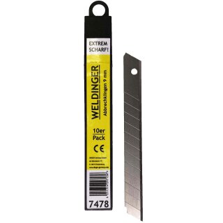 10 Stück Abbrechklingenstreifen 9 mm 30° für Cuttermesser WELDINGER