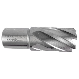 22 mm Vollschliff Kernbohrer HSS M2 Weldon für Magnetbohrmaschinen