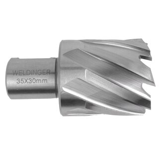 35 mm Vollschliff Kernbohrer HSS M2 Weldon für Magnetbohrmaschinen