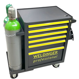 Mobiler Schweißer+Werkzeugwagen Kombi mit Schubladen super robust WELDINGER+ AnbauSet