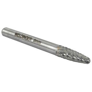 HM Frässtift Typ F 6 mm für Metall für Geradschleifer 6 mm Schaft
