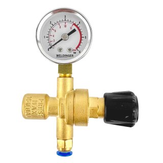 Druckregler Druckminderer Schutzgas für Einwegflaschen 4mm Minischlauchanschluss mit 1 Manometer  Liter/min