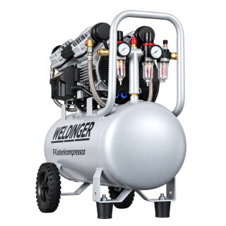 FK480 Alu pro WELDINGER Flüsterkompressor Werkstattprofi 3500 W 3-10 bar 39l Aluminiumtank Gewicht 22 kg