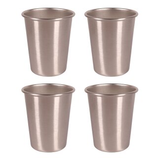 4x Trinkbecher Edelstahl 230 ml GARDINGER für Wasserspender in Büro und Gewerbe Mehrweg statt Einweg!