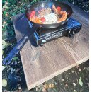 GARDINGER Campingkocher Safety Camp Allgas Piezo Zündsicherung Set mit Grillplatte vier Kartuschen