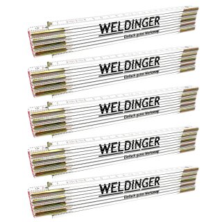 5er-Pack WELDINGER 2 m-Maßstab Zollstock (Gliedermaßstab)